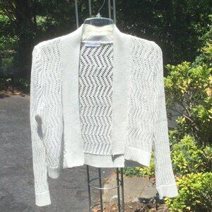 Colvin Klein Silver Crochet Cardigan Top